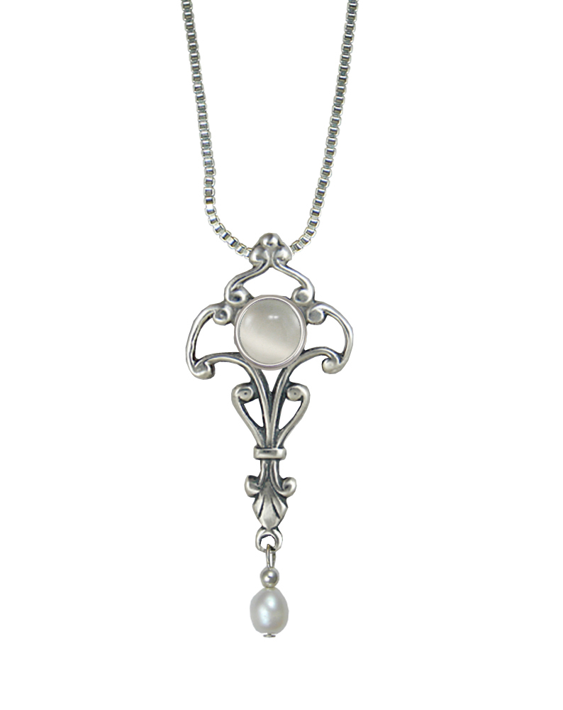 Sterling Silver Necklace With White Moonstone